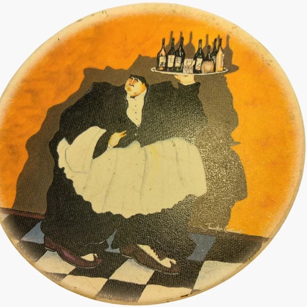 Sakura Fat Chef  Round Coasters Wine Culinary Cork Backed